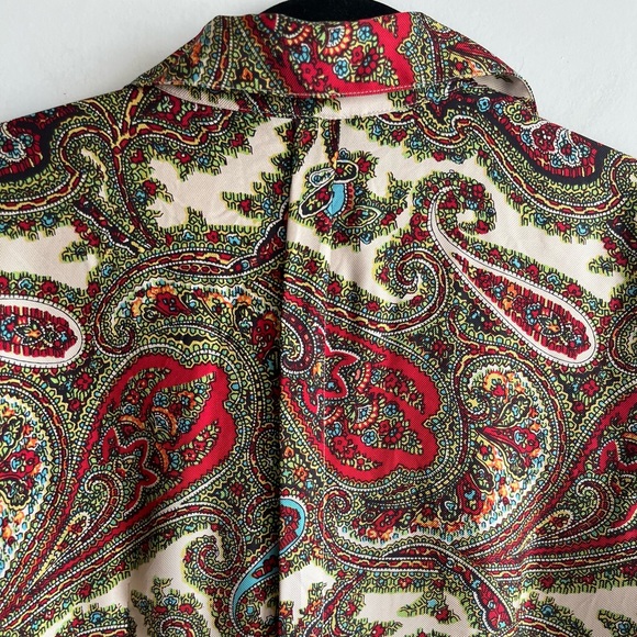 TALBOTS  Pure Silk Paisley Button Down Blouse long sleeve Size 14 (Misses Large) - Picture 6 of 11